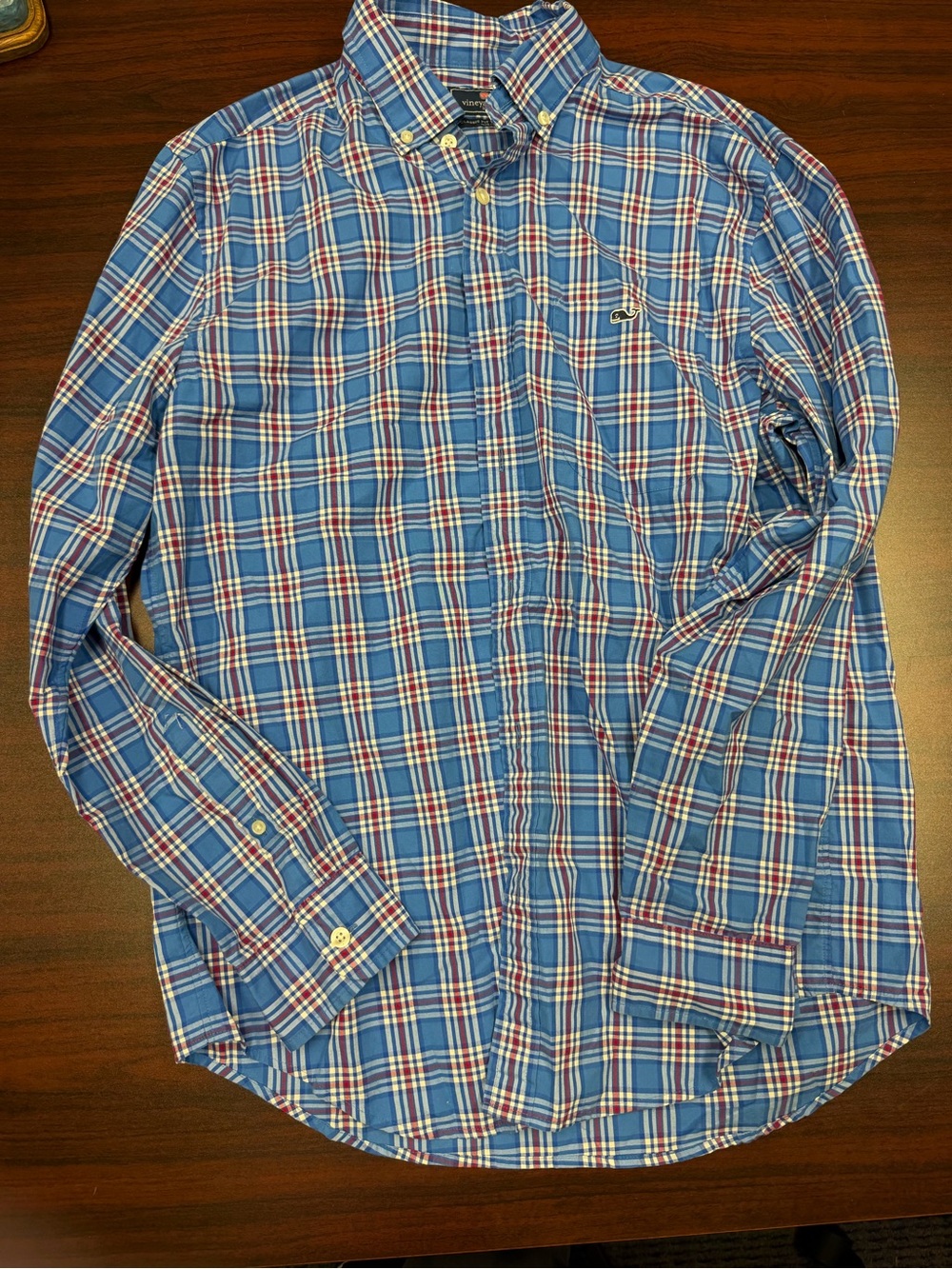 Vineyard Vines Blue and Red Plaid Button-Down Shirt - Men's